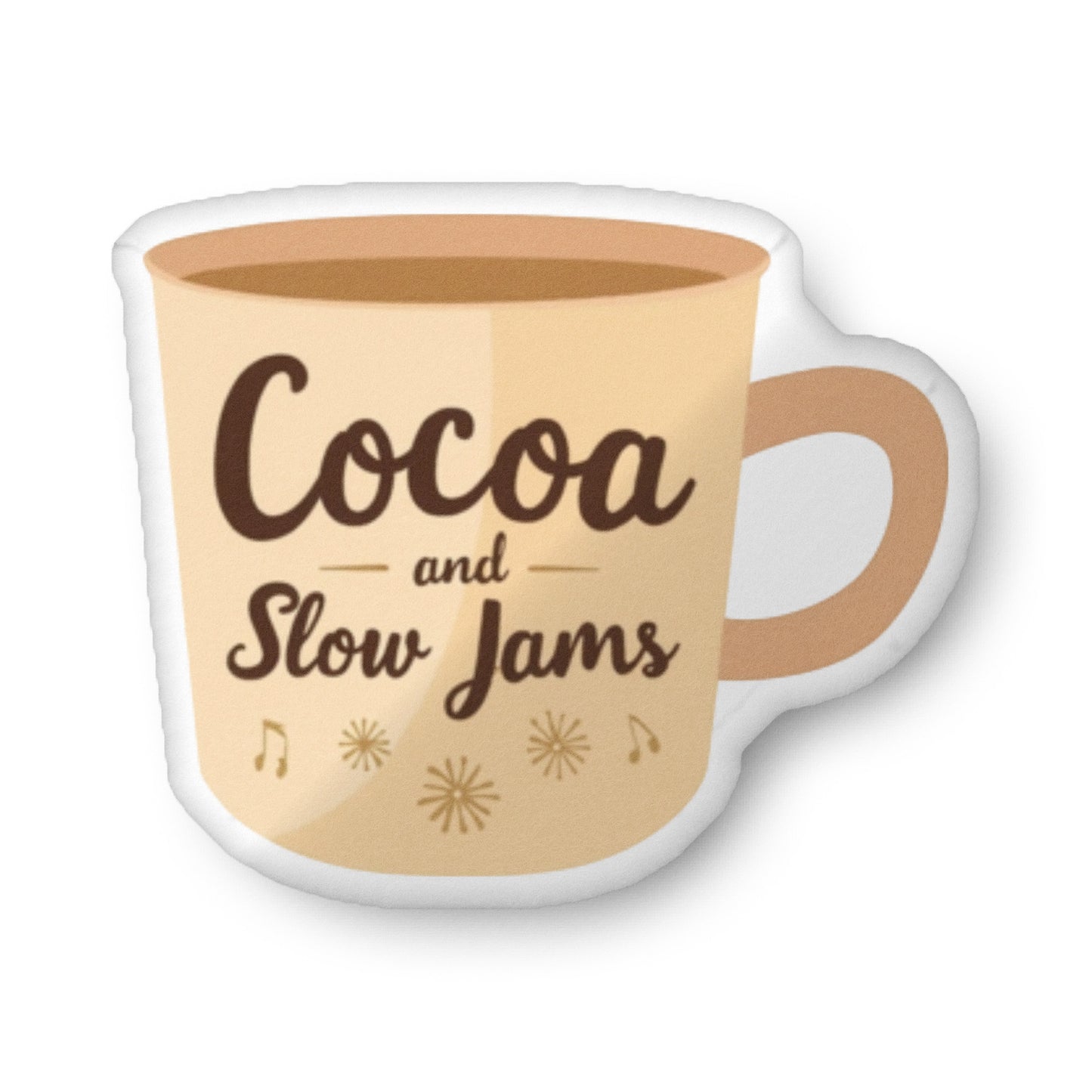 “Cocoa and Slow Jams Mug Pillow – soft festive pillow in 3 sizes,