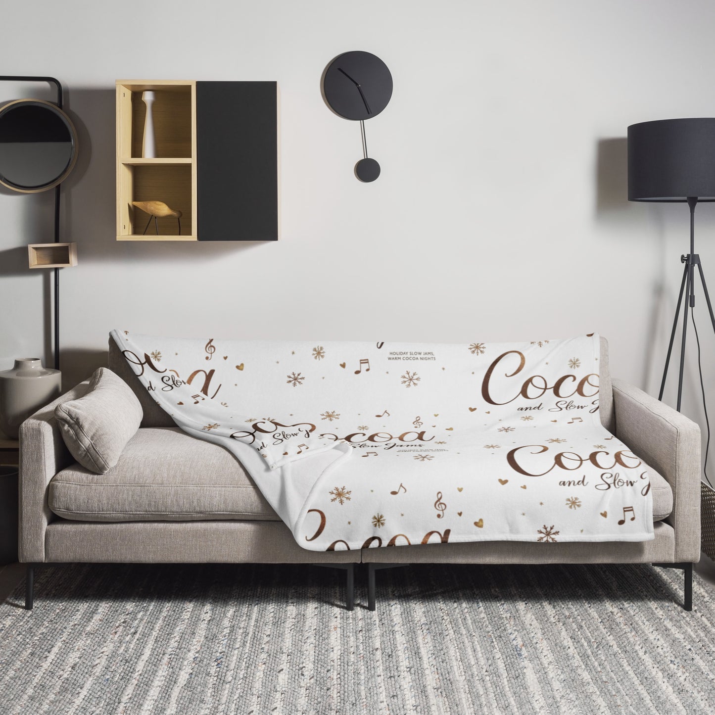 “Cocoa and Slow Jams Cozy Couples Throw Blanket 