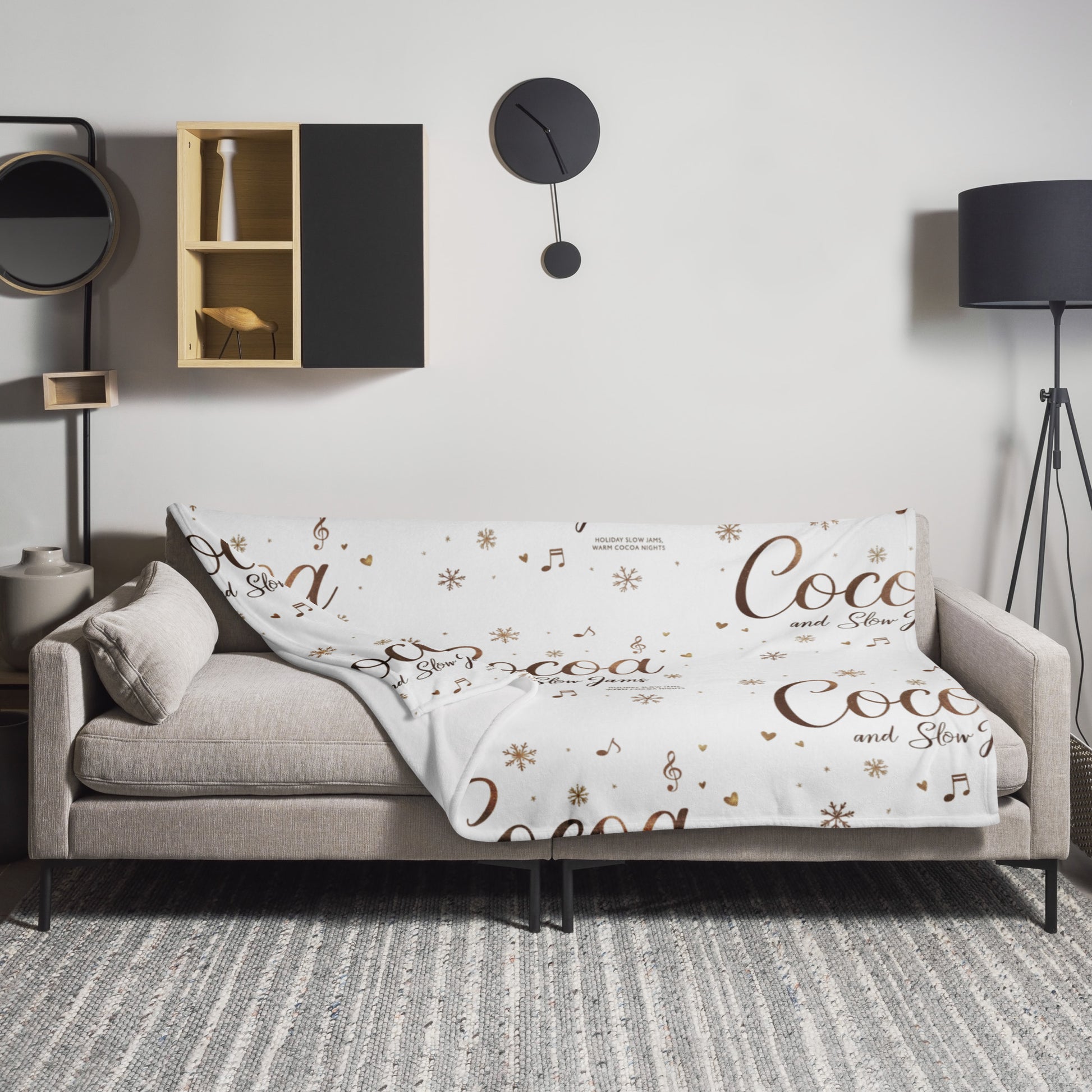 “Cocoa and Slow Jams Cozy Couples Throw Blanket 